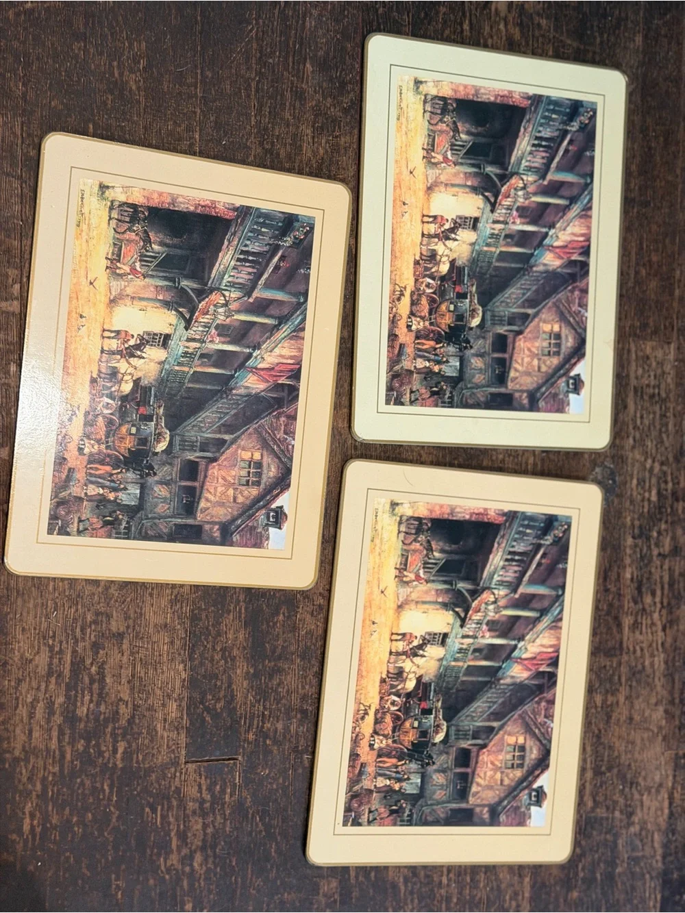 Vintage Equestrian Horse Foxhunt Scene British Cork Placemat set 6